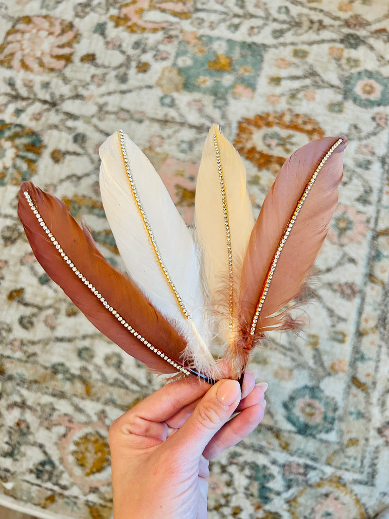 Rhinestone Embellished Feather (Large)