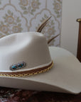 2 Stone Silver And Turquoise Hat Pin