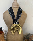 Horse head in Horseshoe with Black Scarf