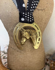 Horse head in Horseshoe with Black Scarf