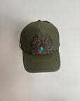 Army Green Feather Truck Hat With Stone