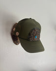 Army Green Feather Truck Hat With Stone