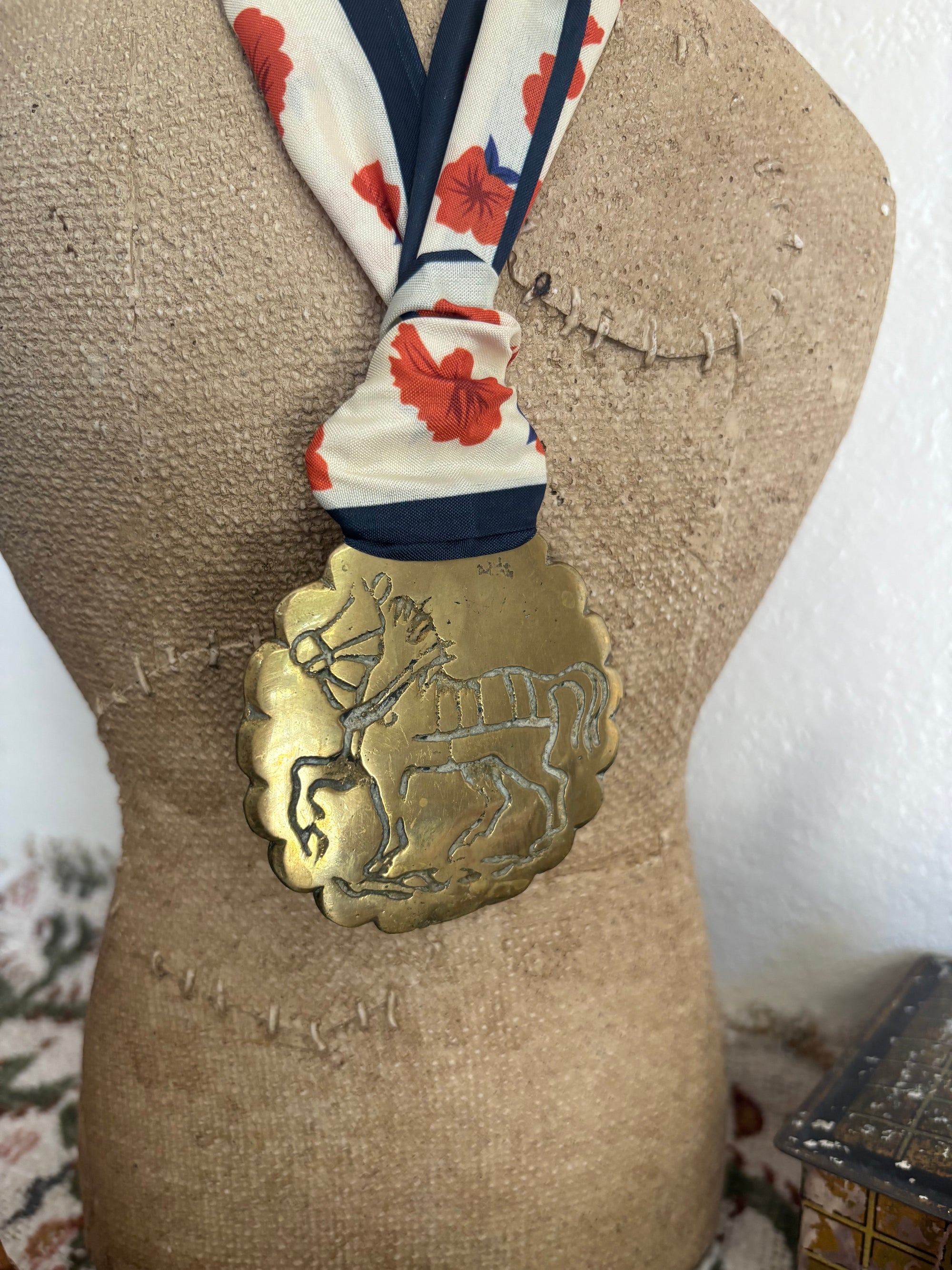 Engraved Horse with Floral Scarf