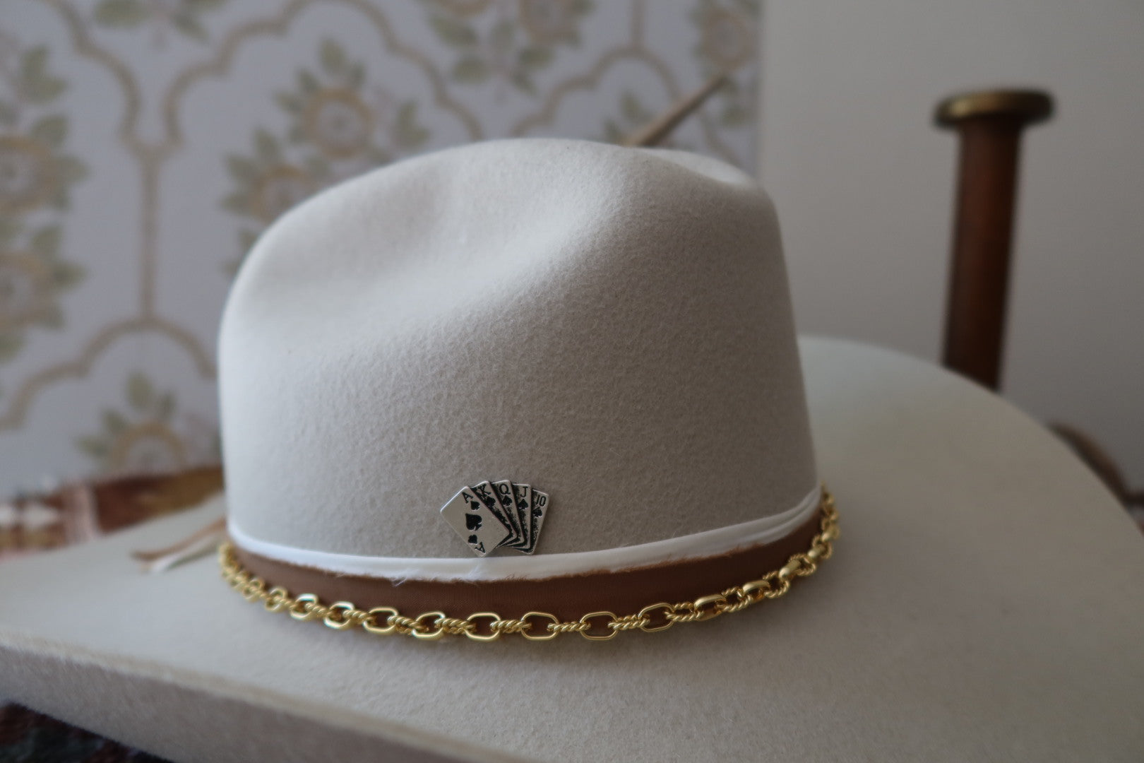 Silver Playing Cards Hat Pin