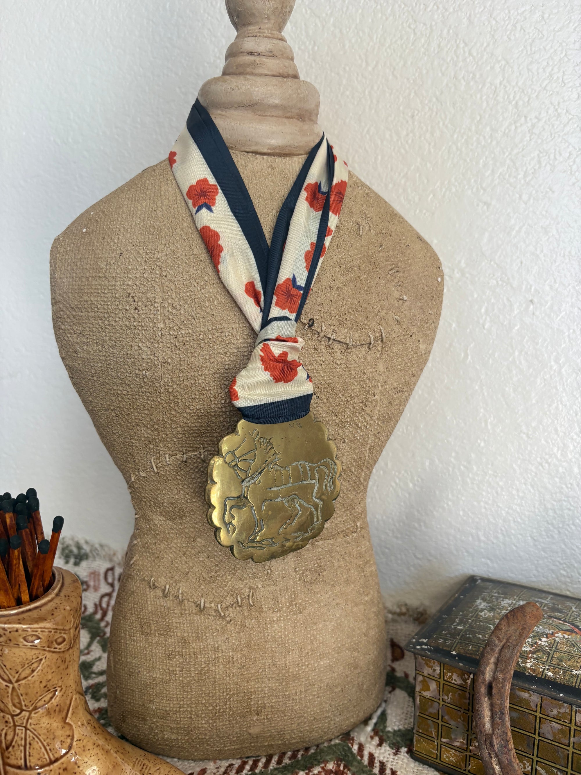 Engraved Horse with Floral Scarf