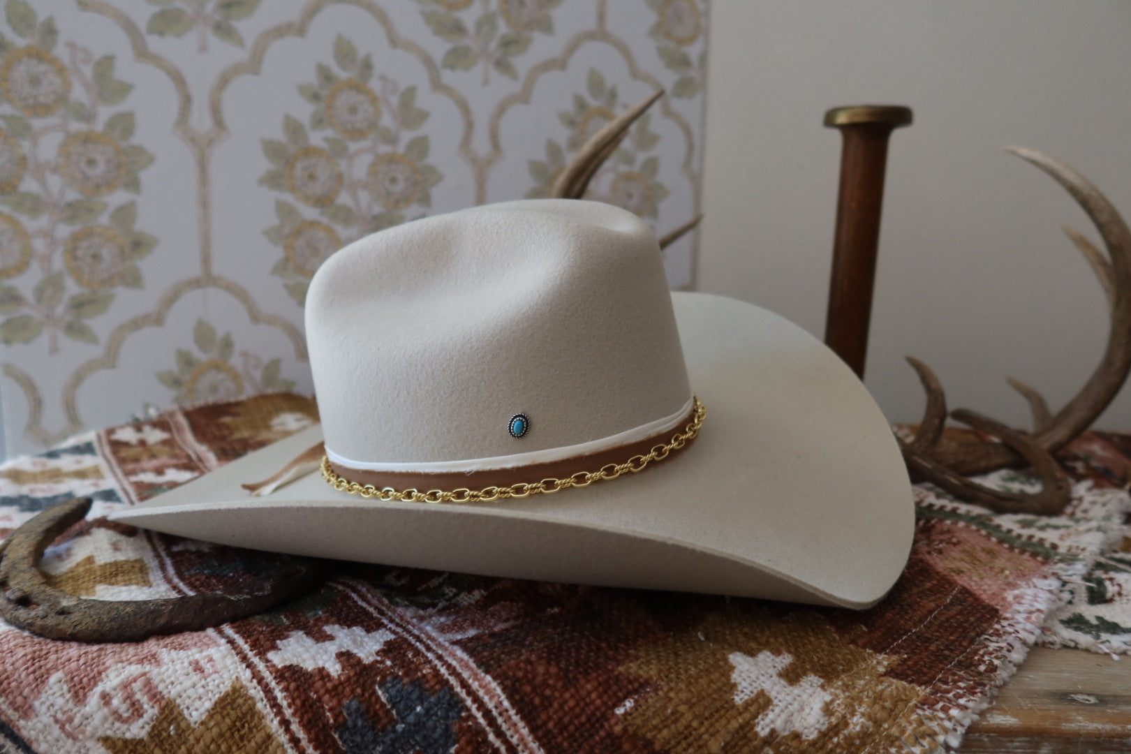 Small Silver And Turqouise Hat Pin