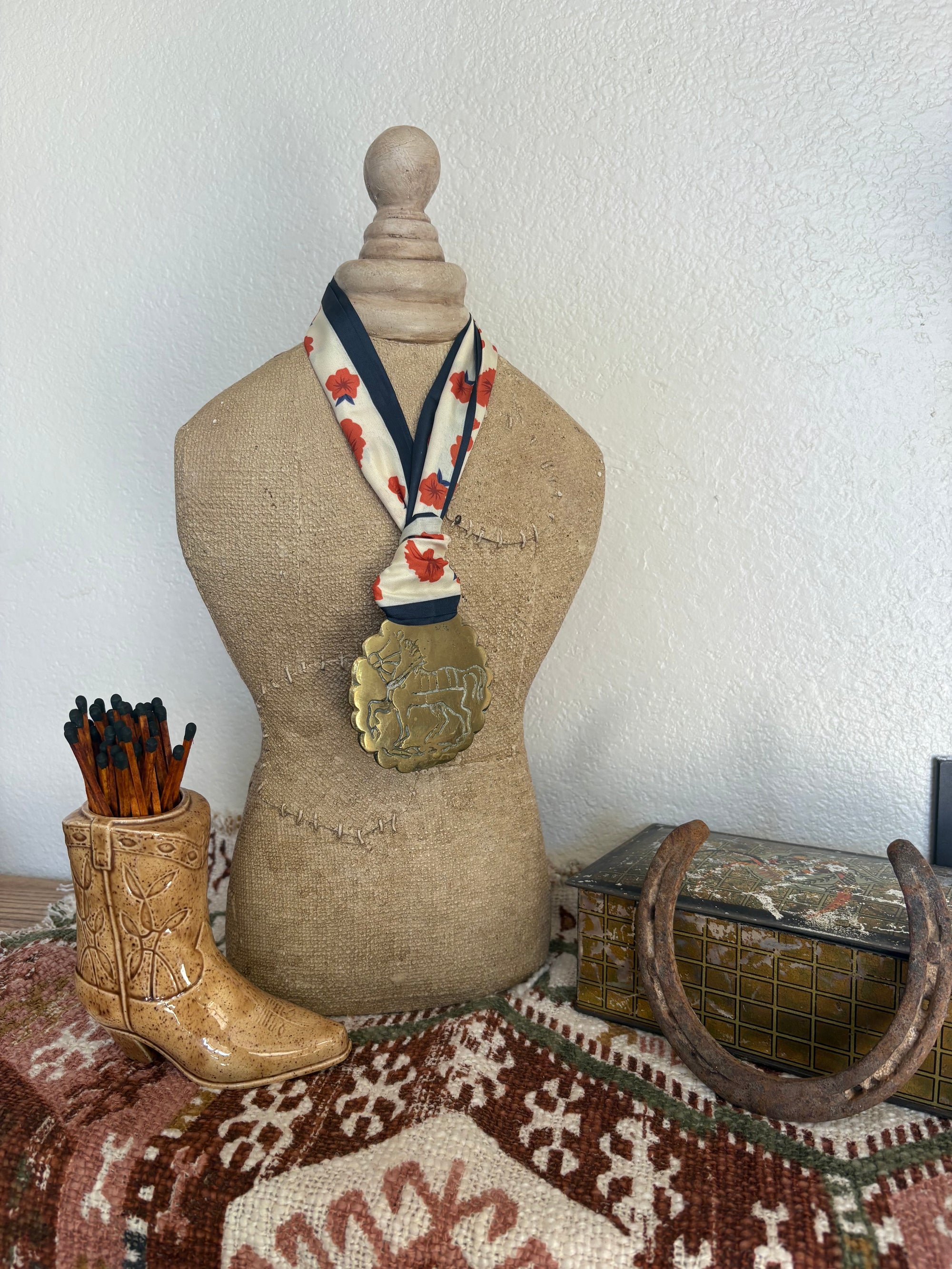 Engraved Horse with Floral Scarf