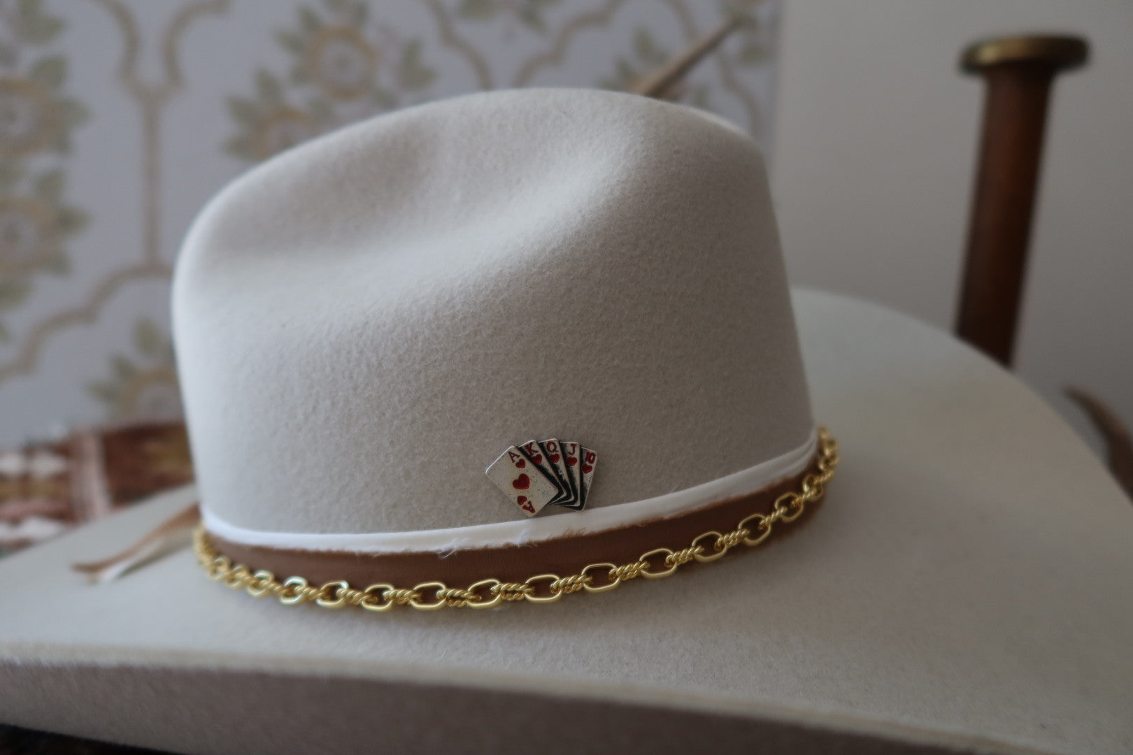 Silver Playing Cards Hat Pin