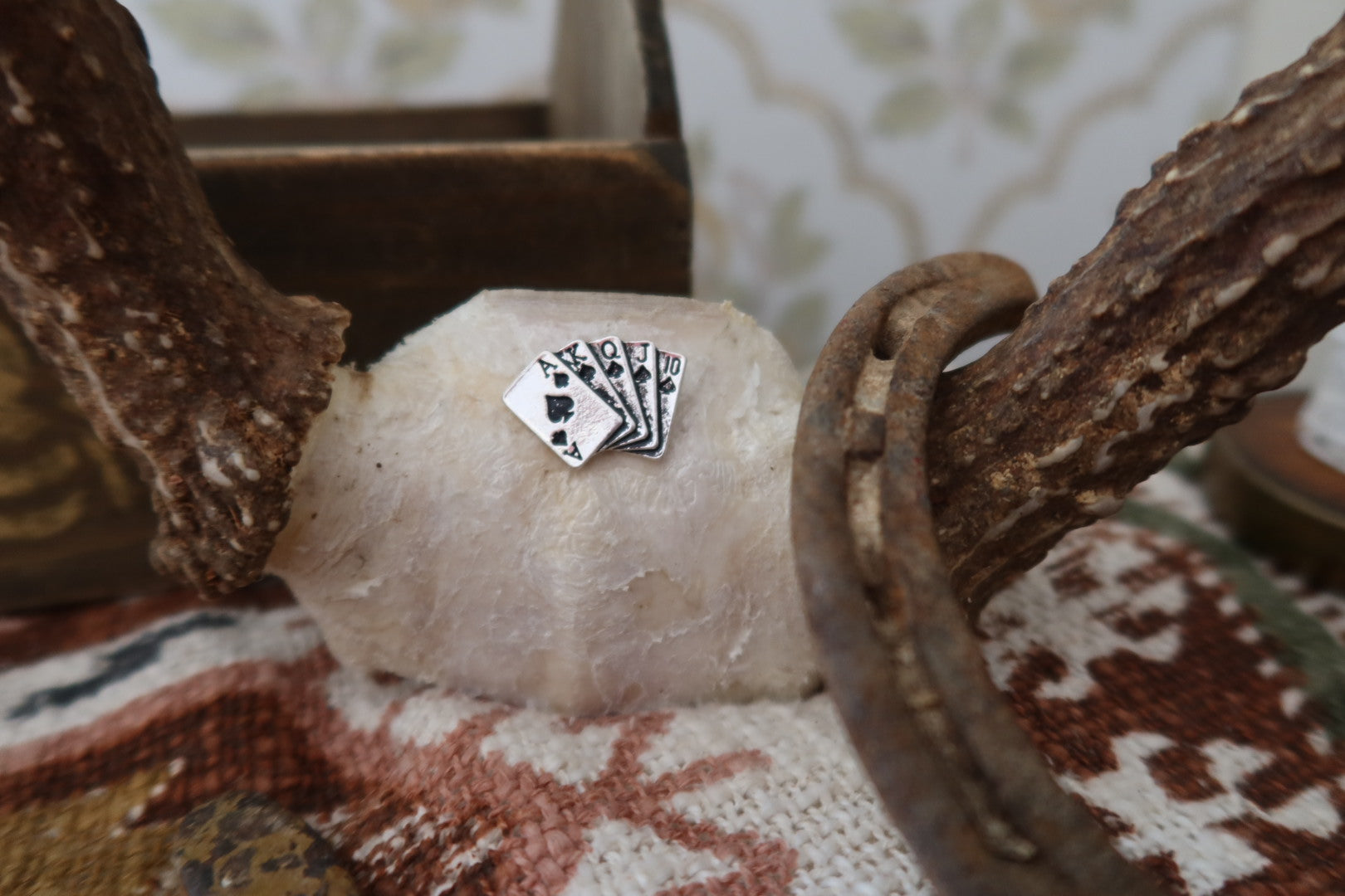 Silver Playing Cards Hat Pin